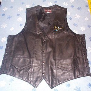 Vintage Nice custom painted leather motorcycle Biker vest of Gray Wolves USA